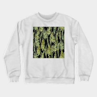 Fern leaves green forest on black Crewneck Sweatshirt